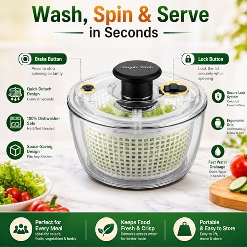 Good Grips Salad Spinner 6.3 Qt – Large Lettuce Spinner & Salad Cleaner