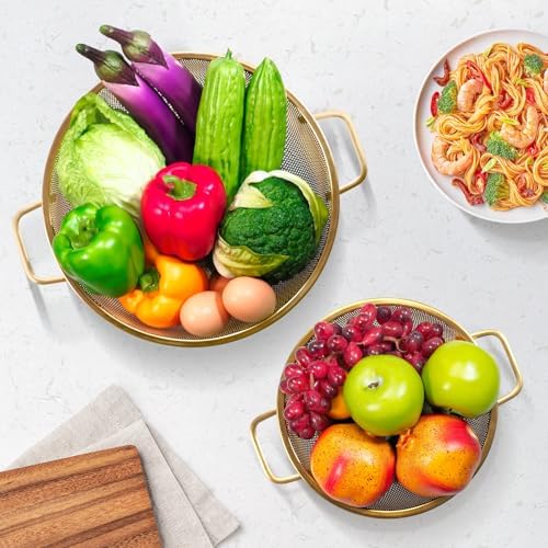 Gold Strainer for Kitchen, Stainless Steel Colander