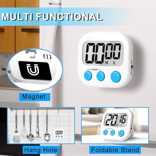 ZILLEEN Classroom Timer for Kids Teachers 6 Pack Digital Timers White