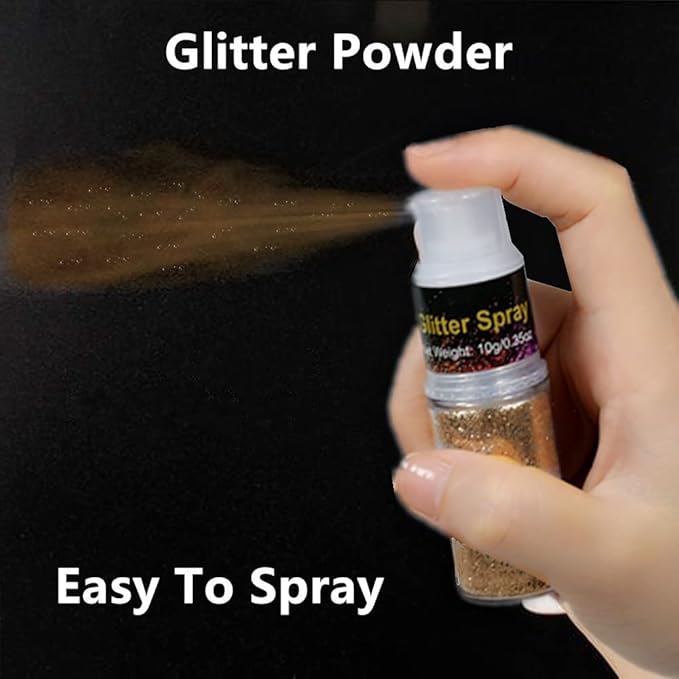 Go Ho Hair and Body Glitter Spray,Bronzer Glitter Spray Dry Powder Makeup for Clothes,Festival Loose Sparkle Powder,Holographic Ultra Fine Resin Glitters for Crafts,10g