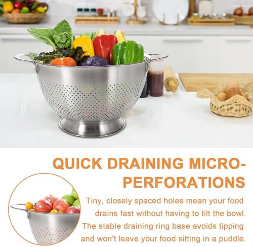 Stainless Steel Colander Set of 3 | Durable Rice and Pasta Strainer