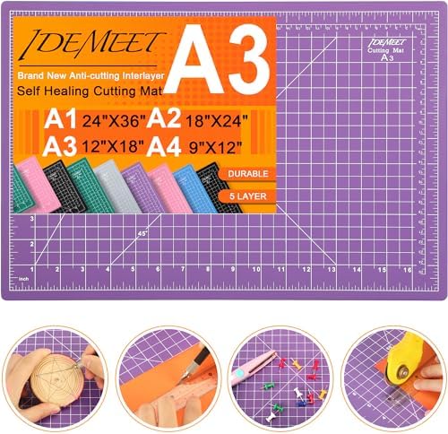 Thickened 18"x12" Self Healing Cutting Mat, Idemeet Rotary Cutting Sewing Mat