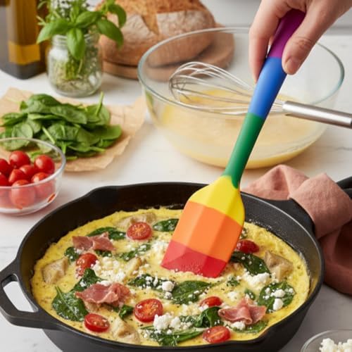Cooking With Pride Non-Stick Scraper Spatula, Heat-Safe Silicone With Iron Core