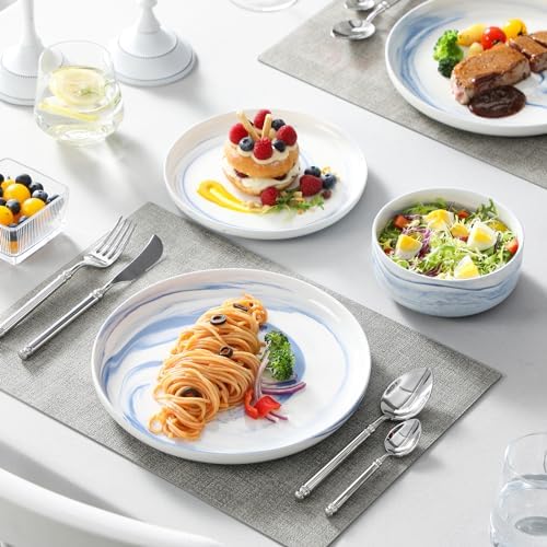MALACASA 12 Pcs Porcelain Plates and Bowls Sets, Dinnerware Set
