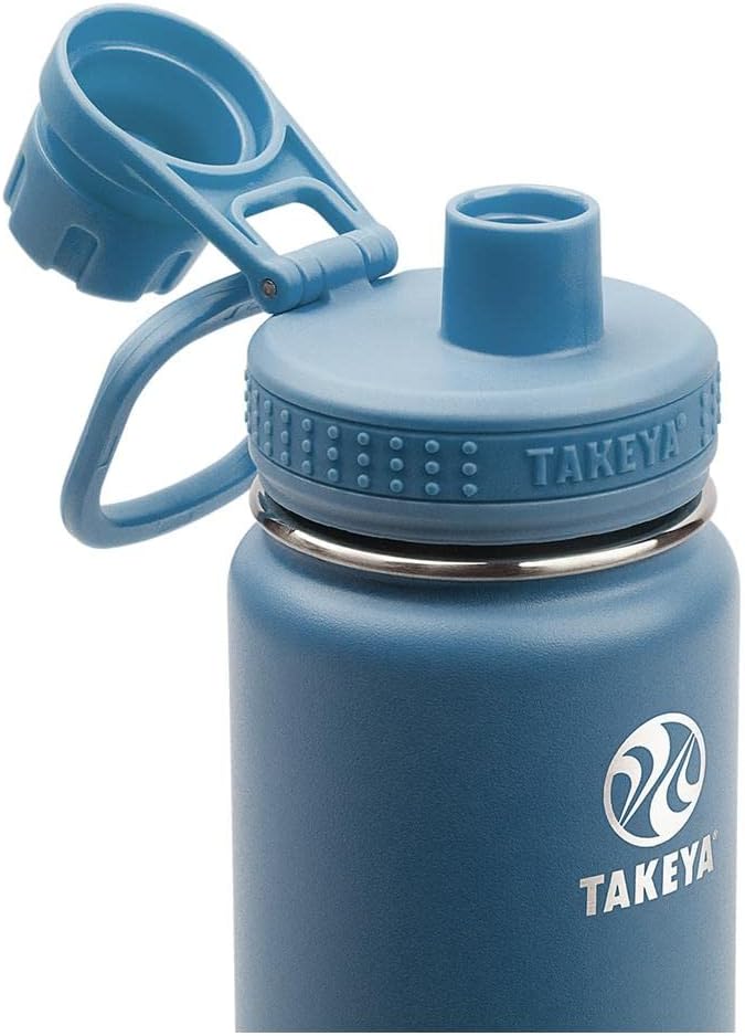 Takeya Actives Water Bottle with Spout Lid - Bottle with Double Stainless Steel Insulation - Dishwasher Safe & BPA-Free - Bottle with Spout Lid & Removable Bumper - 24 oz, Midnight Blue
