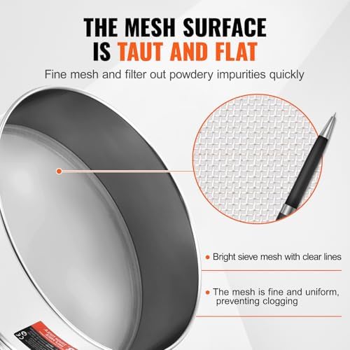 VEVOR Fine Mesh Flour Sieve, 150 Mesh Sifter, 304 Stainless Steel Food-Grade
