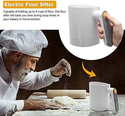 Electric Flour Sifter, Battery Operated Flour Sieve, 4 Cup/1L Baking Tool