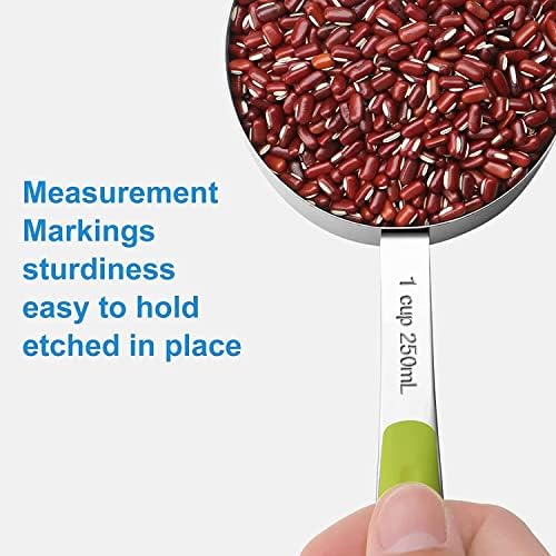 Bopei 8-Pcs Stainless Steel Measuring Cups Set, Colorful Handles