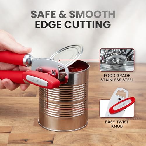 Zulay Kitchen Manual Can Opener Heavy Duty Patented Stainless Steel