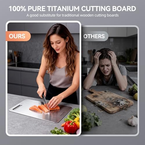 Titanium Cutting Boards Set of 3, 100% Pure Titanium Kitchen Cutting Board