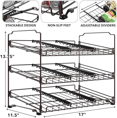 Simple Houseware 3-Tier Stackable Can Organizer Rack Hold 36 Cans