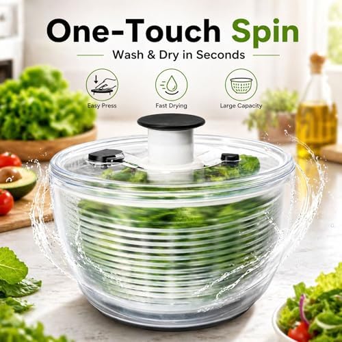 Good Grips Salad Spinner 6.3 Qt – Large Lettuce Spinner & Salad Cleaner