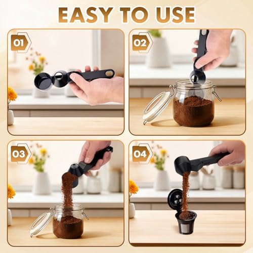 Coffee Scoop with Funnel for Ground Coffee, Protein Powder & Tea, for Reusable