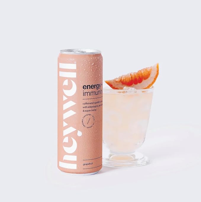 Heywell Sparkling Adaptogenic Water, Variety Pack 12 Fluid Ounce (Pack of 12) Includes - Lime, Grapefruit, Orange Mango, Strawberry Lemon - Calm Drink, Sparkling Drink