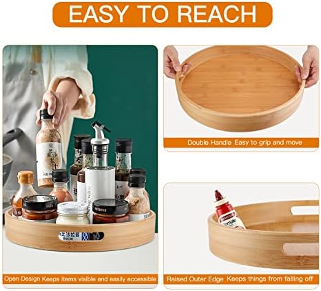 Lazy Susan Organizer 14 inch, Bamboo Lazy Susan