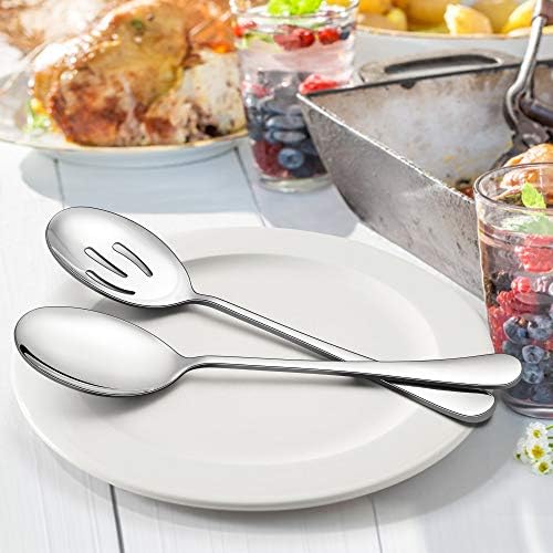 LIANYU Stainless Steel 3 Serving Spoons, 3 Slotted Serving Spoons