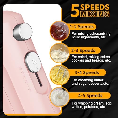 Lord Eagle 5-Speed Small Hand Mixer Electric, 300W Compact Portable