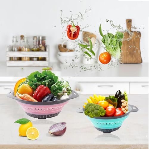 Collapsible Colander Set, Square Round Triangles Silicone Kitchen Strainer