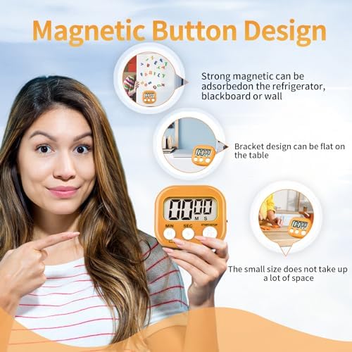 4 Pack Orange Digital Kitchen Timer Magnetic Digital Timer