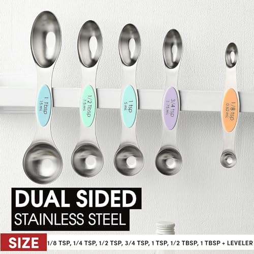 Spring Chef Stainless Steel Magnetic Measuring Spoons Set of 8
