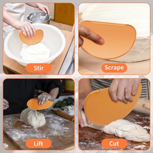 Bowl Scraper 2PCS Silicone Bread Dough Scraper Bowl Spatula Curved Edge