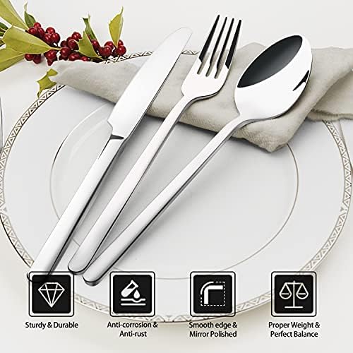 KINGSTONE 30 Pieces Silverware Set, Flatware Cutlery Set