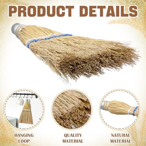 Suclain 2 Pcs 12" Hand Held Whisk Broom Corn Straw
