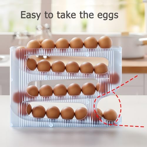 Sotfamily FIFO Egg Holder for Fridge, Egg Organizer Fits 56 Large Size Eggs