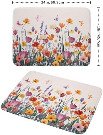 Kawani Spring Summer Flowers Dish Drying Mat