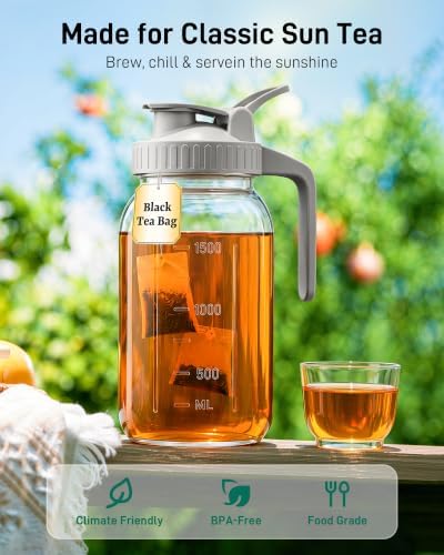 64 oz Mason Jar Pitcher, Glass Pitcher