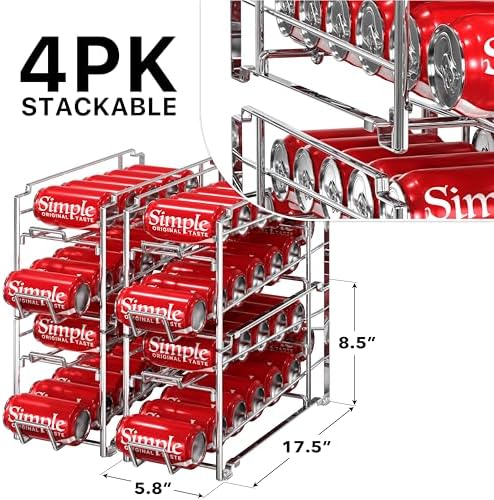 Simple Houseware 4-Pack Soda Can Stackable Rack Dispenser Organizer