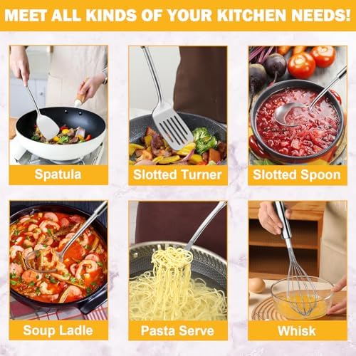 6-Piece Kitchen Cooking Utensils Set, Stainless Steel Kitchen Utensils