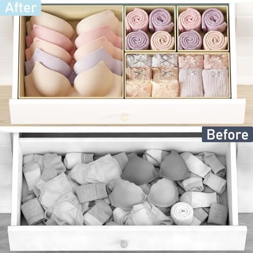 DIMJ Drawer Organizer Clothes, 30 Pack Dresser Organizer, Foldable Closet