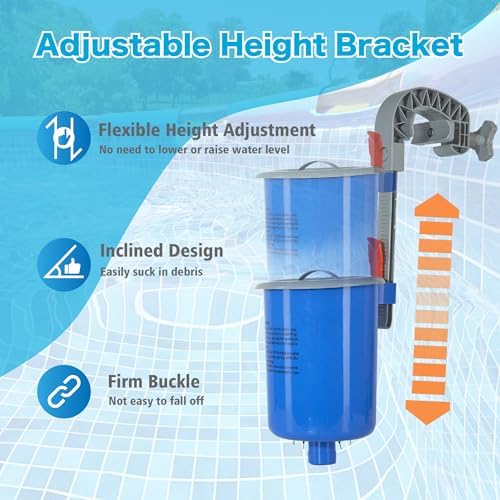 Above Ground Pool Skimmer with 5 Skimmer Socks, Wall Mount Surface Skimmer with