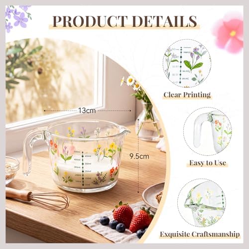 17 oz Flower Glass Measuring Cup