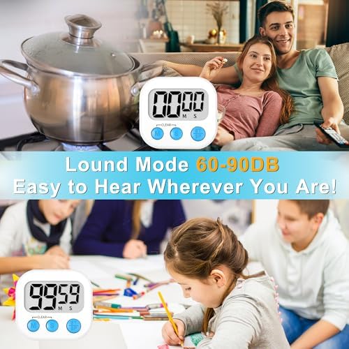 ZILLEEN Classroom Timer for Kids Teachers 6 Pack Digital Timers White