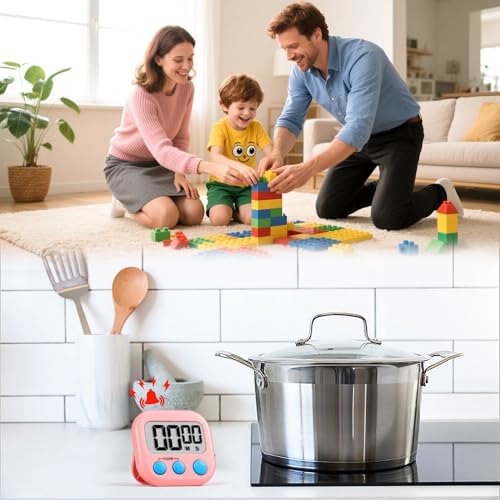 Timer for Kids Digital Kitchen Timers for Cooking- 12 Pack White Pink