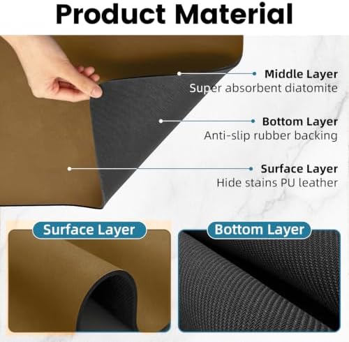 PoYang 31.5x17 Inch Coffee Mat, Extra Large Dish Drying Mat