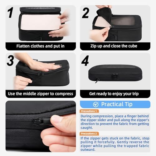 BAGAIL 4 Set/6 Set/8 Set Compression Packing Cubes Travel Accessories