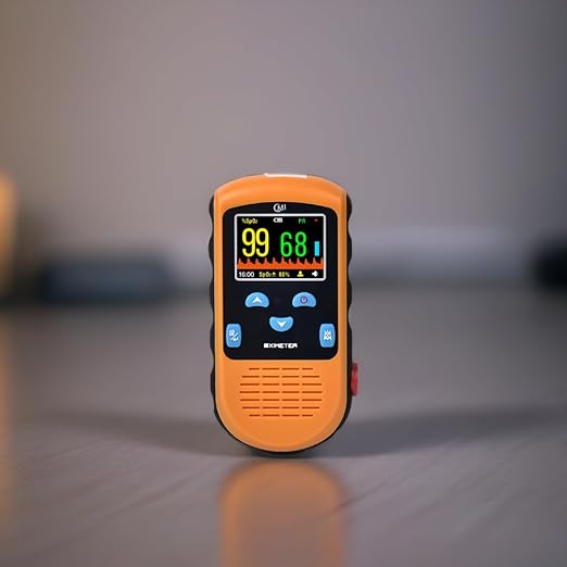 CMI Health Rechargeable Pulse Oximeter - Adult Finger Sensor for Continuous Monitoring & Spot-Checking - Adjustable Alarm for Pulse Rate and SpO2 Levels - Carry Case, AC Adapter Included