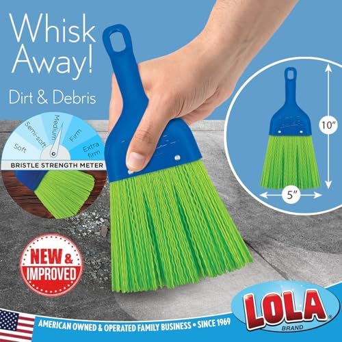 LOLA Heavy Duty Whisk Broom, Hand Brush, Durable Bristles, Whisks Away Dirt &