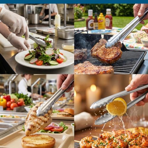 EDLUND 4-Pack Tongs for Cooking – Stainless Steel Kitchen Tongs, Heavy Duty
