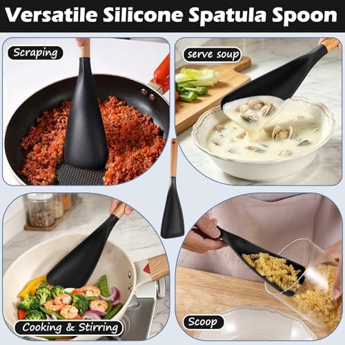 Cooking Spoon for Nonstick Cookwares, Wood Handle Spoon for Stirring