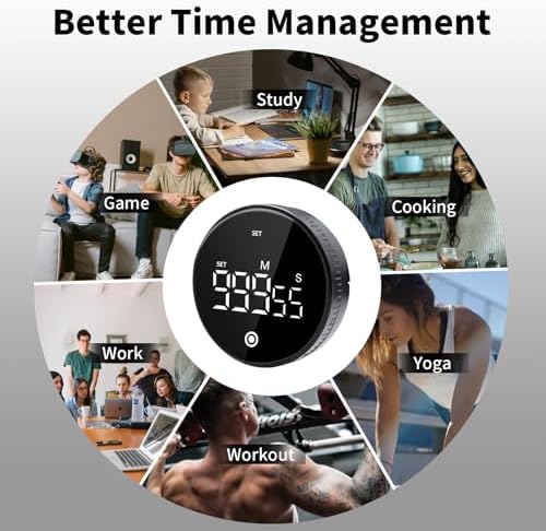 Digital Kitchen Timer, Magnetic Visual Countdown Countup Timer