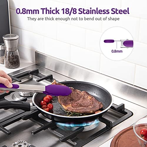 U-Taste Kitchen Tong for Cooking, 600ºF Heat-Resistant Silicon, 12in/Purple
