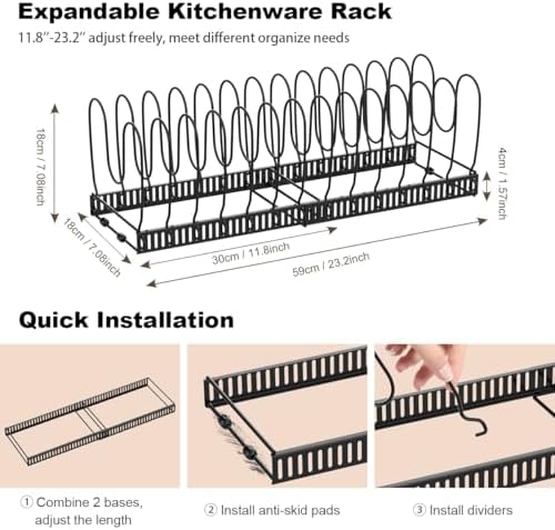 Housolution Pot and Pan Lid Organizer Holder Storage Rack