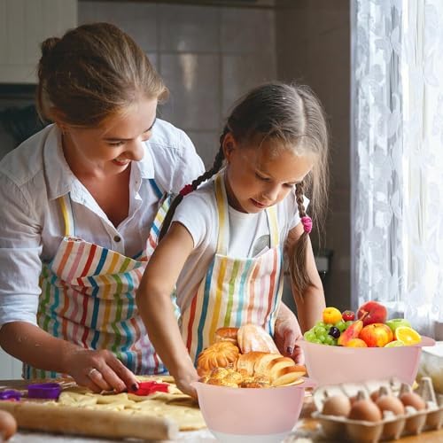 3 Small Mixing Bowls Set with Lids, Pour Spout and TPR Bottom, Plastic Nesting