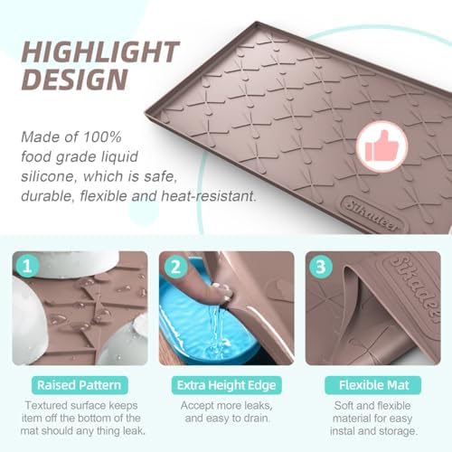 SIKADEER Waterproof Under Sink Mat 22" x 22" Silicone Mat Cabinet Protector