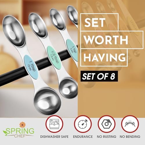 Spring Chef Stainless Steel Magnetic Measuring Spoons Set of 8