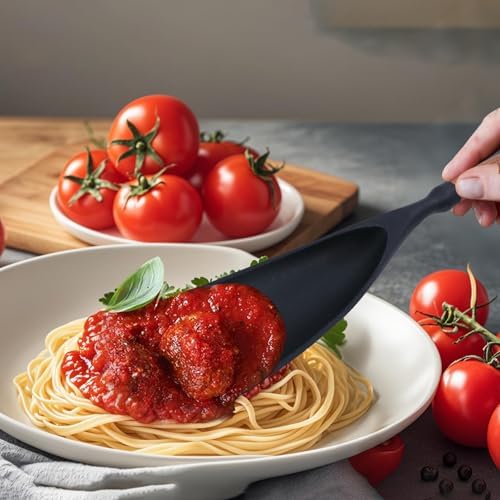 Cooking Spoon for Nonstick Cookwares, Durable BPA-Free Matte Black Silicone